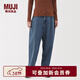 MUJI女式 木棉混 牛仔桶形褲 女款褲子 25年冬季 女裝 蘿卜褲 淺藍色 L (165/70A)