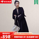 KMZOE雙面羊絨大衣女2025高端黑色羊絨大衣女過(guò)膝大牌時(shí)尚雙面呢外套 黑色 S 105-120斤