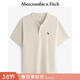Abercrombie & Fitch經(jīng)典小麋鹿圖案男裝25夏季美式重磅寬松亨利領(lǐng)短袖T恤 奶油色 XL (180/116A)尺碼偏大