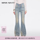 MISS SIXTY 進(jìn)口牛仔面料2025春季新款牛仔褲女V型腰微喇超模褲 中藍-短版 26