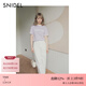 SNIDEL春夏簡(jiǎn)約百搭純色字母印花圓領(lǐng)短袖T恤SWCT252129 紫色 均碼 (F)