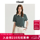 ELAND衣戀T恤女POLO領(lǐng)翻領(lǐng)撞色條紋棉感舒適短袖上衣夏季新款 獵人綠(62)Hunter M 165