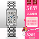 浪琴（LONGINES）全新黛綽維納系列方形時(shí)尚優(yōu)雅鋼帶皮帶手表 L5.255.4.71.6-石英銀盤(pán)