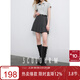 三彩2025秋季新款miu系灰色收腰百褶裙半身裙A字短裙小個(gè)子M