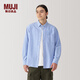 MUJI男式 水洗牛津紐扣領(lǐng)長(cháng)袖襯衫 男士襯衣外套純棉 春季 AC4AAC4A 薩克森藍 XL (180/104A)
