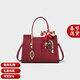 紀詩(shī)哲（GIEVSZHE）輕奢品牌包包女包女士手提包真皮單肩斜挎婚包送媽媽生日禮物侈 酒紅色1