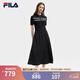 FILA 斐樂(lè )官方女裝連衣裙女子2025夏新款潮流休閑修身短袖連身裙 正黑色-BK L 170/88A/L