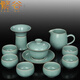 繁谷 青瓷茶具套裝名家王武手工陶瓷蓋碗帶把茶杯家用公道杯功夫茶具 天青色-西施壺套裝