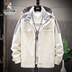 啄木鳥(niǎo)外套男士夾克春秋季新款輕商務(wù)休閑中青年男裝連帽上衣服免燙抗皺 JK9902白色 不加絨 2XL （建議125-145斤）