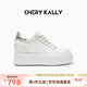 CHERY KALLY琪凱莉【增高9cm】厚底板鞋女款內增高休閑鞋舒適軟底小白鞋白色