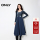 ONLY秋季時(shí)尚潮流拼接圓領(lǐng)中長(cháng)裙連衣裙女|124307022 E40 太空藍色 M (165) 84A