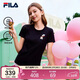 FILA 斐樂(lè )官方女子針織短袖T恤2026春季新款時(shí)尚休閑小貓刺繡圓領(lǐng)上衣