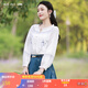 煙花燙原創(chuàng  )小眾設計感女式上衣2026年春裝新款百搭繡花白色襯衫 洛積 白色（襯衫） M