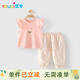 優(yōu)奇女童套裝夏季女寶寶洋氣可愛(ài)短袖T恤長(cháng)褲嬰幼兒夏裝衣服兩件套夏