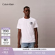 Calvin KleinJeans夏季男士ck植絨膠印字母純棉休閑通勤針織內搭短袖T恤上衣 YAA-月光白 L