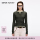 MISS SIXTY2025秋季新款針織衫女羊毛桑蠶絲混紡兩件套上衣配背心 深橄欖綠 M