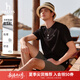 哈吉斯（HAZZYS）男女裝 夏季【情侶款】圓領(lǐng)上衣簡(jiǎn)約純色百搭短袖T恤 黑色BK -男款 M （170/92A 46） 男