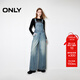 ONLY秋季萊賽爾復古高腰闊腿褲背帶褲牛仔褲女|12437M003 J33 350水洗牛仔藍 S 160/64A