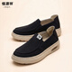 恒源祥男鞋一腳蹬新款休閑厚底百搭輕便軟底中老年防滑老北京布鞋 黑色 【舒適一腳蹬】【輕便不累腳】 42