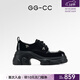 GG-CC【鞠婧祎同款】星系島嶼2024年新款樂(lè )福鞋厚底增高單鞋女G24U4835 黑色-系帶鉆飾款（漆皮） 39