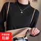 春夏新款打底衫女高級感2025新款洋氣內搭半高領(lǐng)保暖立領(lǐng)上衣 黑色 加絨 L 【90-105斤】