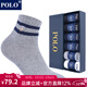 POLO【6雙一盒】襪子男春夏季薄款襪吸汗透氣中筒襪韓版兩杠棉襪 型號【3287】四色六雙 均碼39-44碼鞋合適