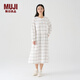 MUJI女式 法蘭絨抽褶連衣裙 美拉德純棉起毛寬松長(cháng)裙子秋冬 BC08CC3A 原色格紋 L 165/88A