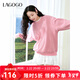 LAGOGO多巴胺藍色假兩件衛衣女拉谷谷2024年冬季新款寬松圓領(lǐng)上衣 桃紅色(H5) M