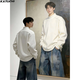 卡圖弛德絨半高領(lǐng)打底衫男春秋季美式boxy正肩長(cháng)袖t恤高街cleanfit衛衣 白色常規款 XL 【建議110-130斤】