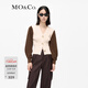 MO&Co.V領(lǐng)短款拼接針織衫開(kāi)衫毛衣設計感修身針織衫女摩安珂 茶杏色 M 165