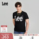 Lee商場(chǎng)同款經(jīng)典白色大Logo印花圓領(lǐng)男休閑短袖T恤LMT0065673RX 黑色 S