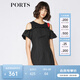 PORTS寶姿 新品女裝甜美荷葉邊裝飾提花連衣裙SA9D025GFQ036 黑色 S (4)
