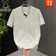 花花公子（PLAYBOY）韓版休閑男士短袖t恤個(gè)性扎染設計感時(shí)尚上衣男款半袖T恤衫男潮牌 白色 L 建議120-135斤