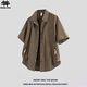 SWAMP AREA日系復古工裝短袖襯衫男生夏季街頭寬松潮牌翻領(lǐng)襯衣CS216棕色L