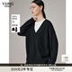 衣香麗影100%羊毛毛衣女春秋季寬松V領(lǐng)學(xué)院風(fēng)針織衫 黑色 L