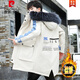 皮爾卡丹（pierre cardin）冬季派克服男款加絨加厚夾克學(xué)生冬裝中長(cháng)款風(fēng)衣保暖羽絨服 米白色 2XL