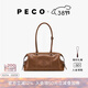 PECO小丑保齡球包單肩植鞣皮油蠟長(cháng)柄手拎腋下包法棍超火波士頓包 中號 琥珀色頭層半樹(shù)膏小牛
