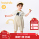 巴拉巴拉寶寶短袖套裝夏裝男童衣服背帶褲兩件套造型寬松舒適可愛(ài) 淺卡其50364 90