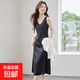 高級醋酸緞面吊帶連衣裙女夏2025新款氣質(zhì)輕奢休閑無(wú)袖背心長(cháng)裙 黑色（單件連衣裙） XL