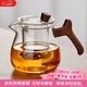 憶壺茶（YIHUTEA）玻璃茶壺耐高溫家用茶壺茶具辦公室加厚茶水分離過(guò)濾花茶壺泡茶器 【透明平底】木把泡茶壺 600ml