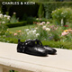 CHARLES&KEITH圓頭平底鉚釘芭蕾瑪麗珍鞋生日女神節禮物送女友CK1-70381146 Black黑色 38 （245）