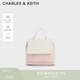 CHARLES&KEITH時(shí)尚拼色編織雙肩背包女生日禮物女神節禮物送女友CK11-60782356 粉紅色Pink R