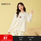 三福（SANFU）女冬季海島絨抗靜電保暖家居服 多巴胺寬松睡衣套裝女508334 奶黃色 M