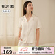 ubras流光梔子花翻領(lǐng)短袖短褲套裝舒適家居服女睡衣 馥芮白色底梔子花印花 L