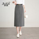 金狐貍西裝半身裙女2026年春夏新款高級感職業(yè)ol包臀裙高腰直筒裙開(kāi)衩裙 灰色 L (28)