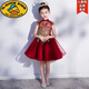 G.duck女童晚禮服高端小主持人花童兒童服裝婚紗鋼琴演出服女孩連衣裙子 酒紅色短款包肩 130
