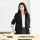 伊芙麗（eifini）朱珠代言【經(jīng)典延續】學(xué)院風(fēng)miu系精致通勤正肩西裝外套女 黑色 預售 [30天]發(fā) S