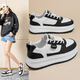 啄木鳥(niǎo)女鞋2026春季新款厚底板鞋百搭學(xué)生休閑松糕鞋休閑運動(dòng)鞋子女款 黑色 38
