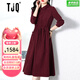 TJQ奢侈高檔品牌針織連衣裙女2025秋季新款氣質(zhì)收腰顯瘦有女人味裙子 酒紅 L 建議110-120斤
