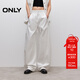 ONLY2025夏季新款純色彈力松緊腰頭闊腿褲長(cháng)褲牛仔褲女|125232039 A43奶油白色 L L標準褲長(cháng)